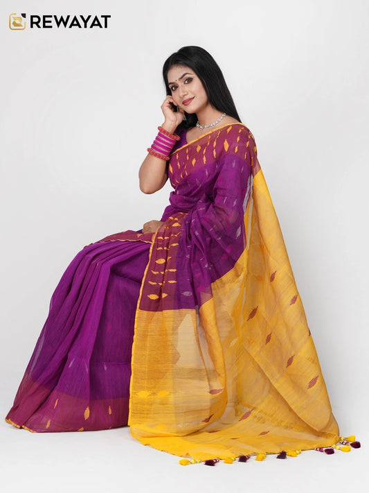 purpul yellow jamdani