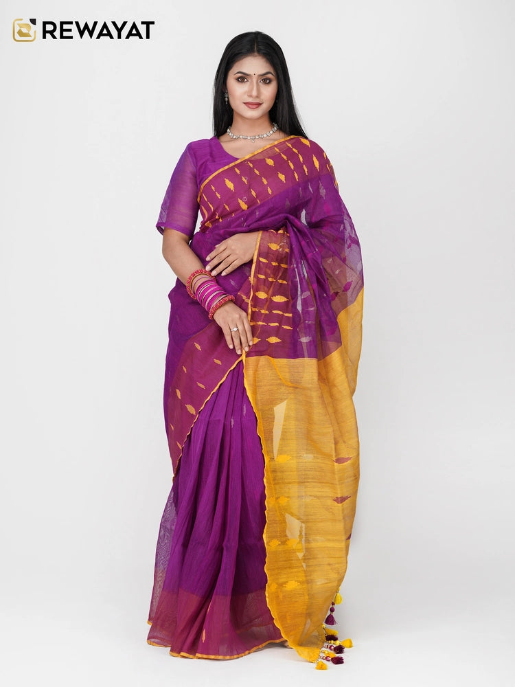 purpul yellow jamdani
