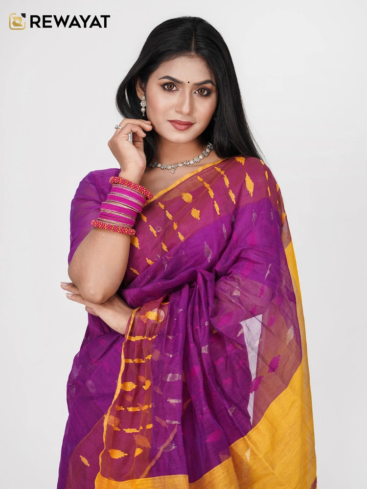 purpul yellow jamdani