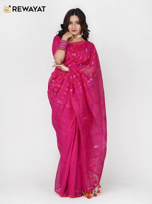 Magenta ornage jamdani