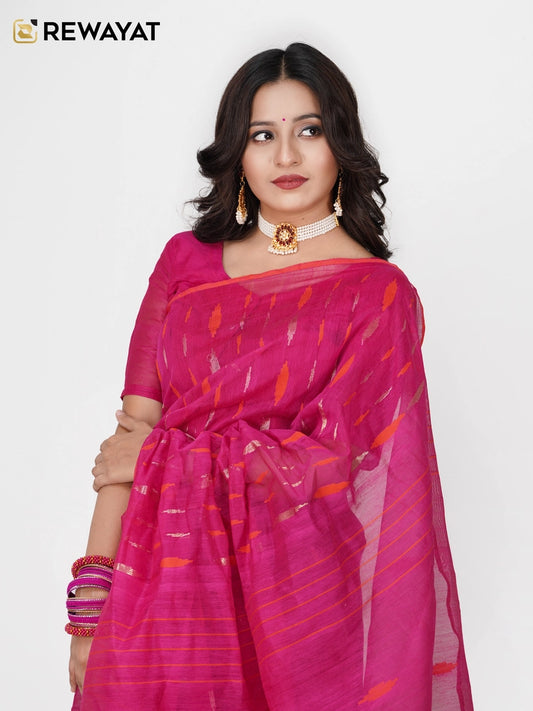 Magenta ornage jamdani
