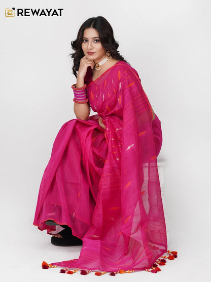 Magenta ornage jamdani
