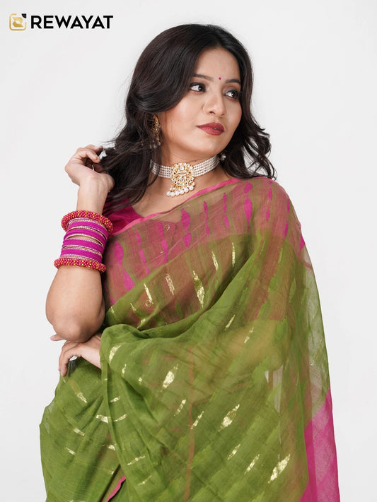 olive pink jamdani