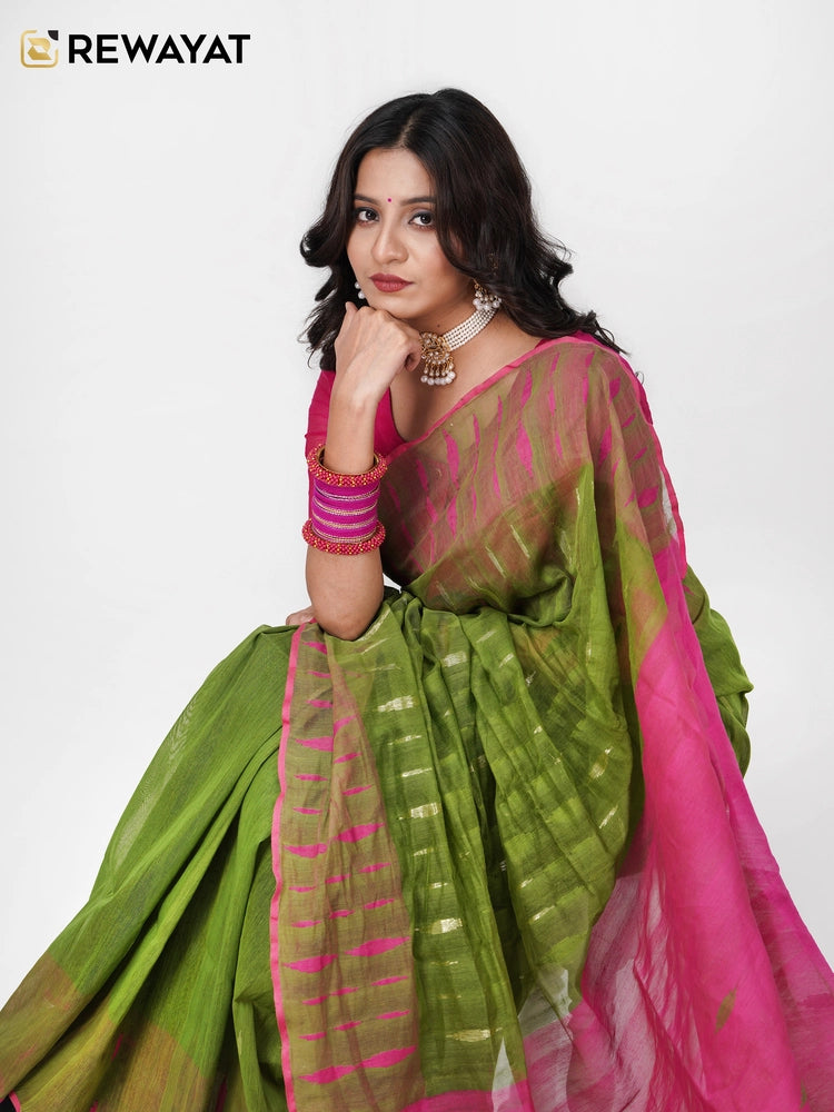 olive pink jamdani