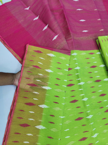 Lemon pink jamdani