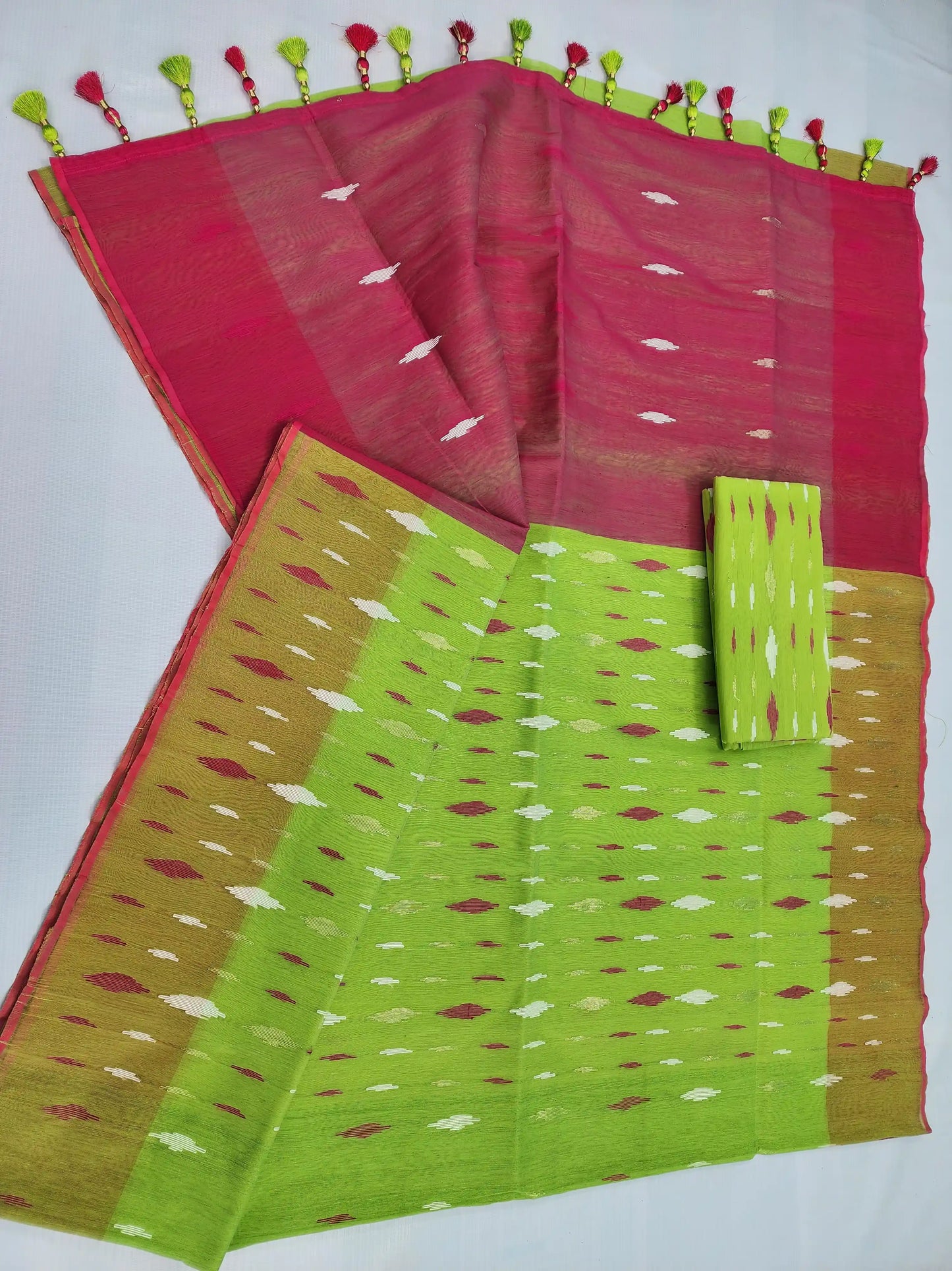 Lemon pink jamdani