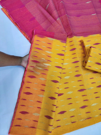 yellow pink jamdani