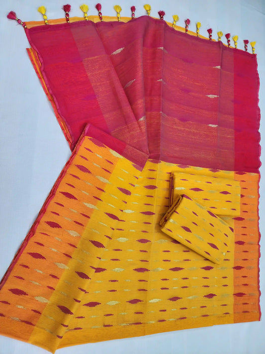 yellow pink jamdani