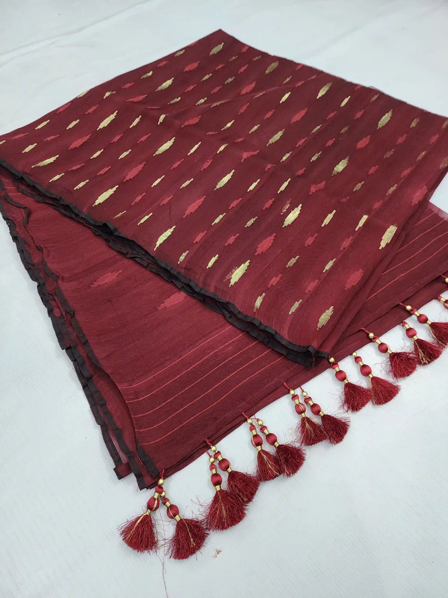 Jamdani Dark Maroon